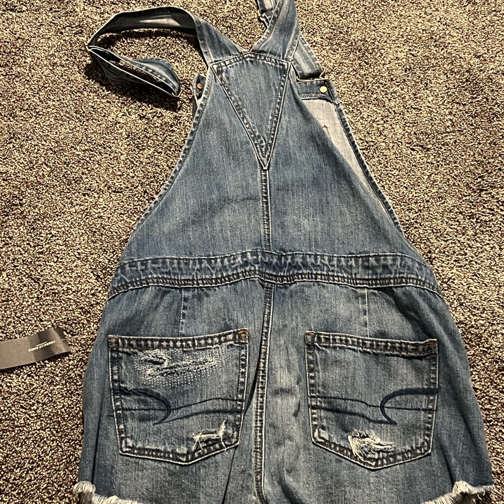 Denim Distressed Overalls - Picture 2 of 4
